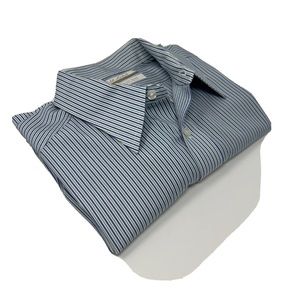 Roundtree & Yorke Gold Label Long Sleeve Striped Button Front Shirt Mens 17 35